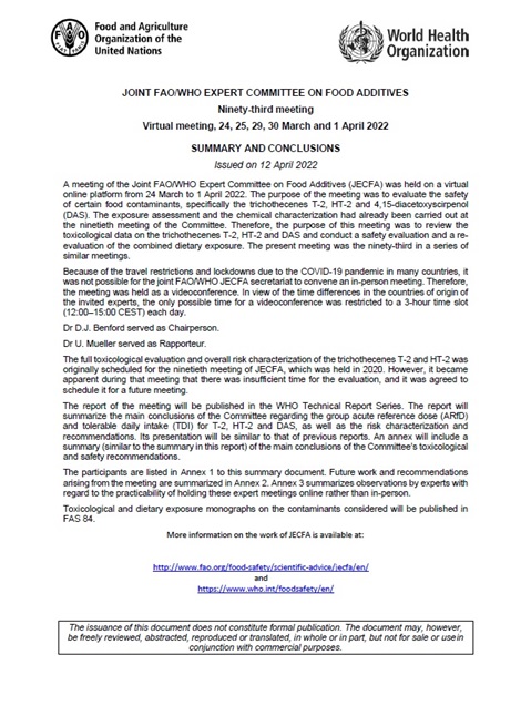 Ninety-third meeting - Joint FAO/WHO Expert Committee on Food Additives (JECFA)