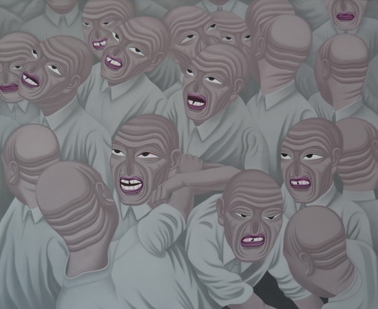 Art by Fan Zhang titled These days-extrusion with several male faces